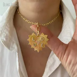 10pcs Gold Color Lariat Love Spike Heart Y Necklace Layering Dainty Paperclip Chain Jewelry