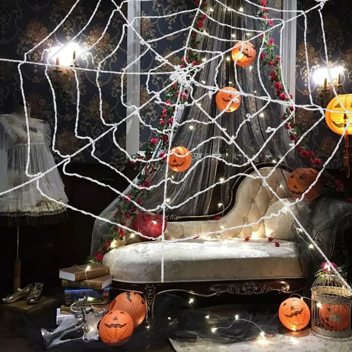 

Simulation Spider Web Indoor Decorations Halloween outside Giant Outdoor Spiders