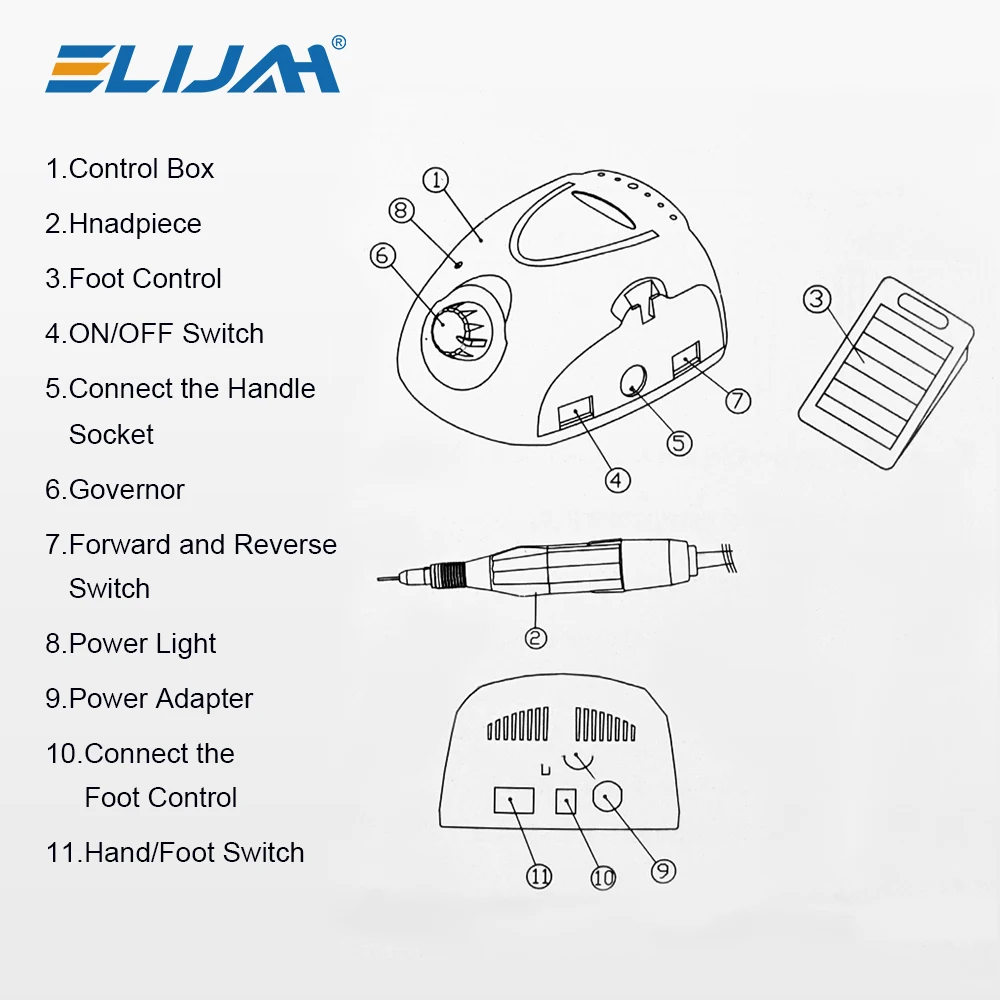 ELIJAH M3 Control Box Carbon Brushes Handle Micromotor Max Speed 40000rpm Dental Lab Electric Polishing Machine Dental Equipment
