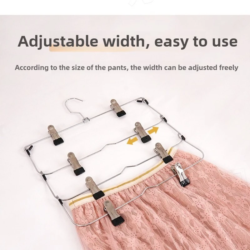 1 قطعة شماعات ملابس متعددة الطبقات مع 8 مقاطع صندوق تخزين ملابس حامل أرفف تجفيف خزانة سراويل قابلة للطي الملابس رف تنورة معدنية #5
