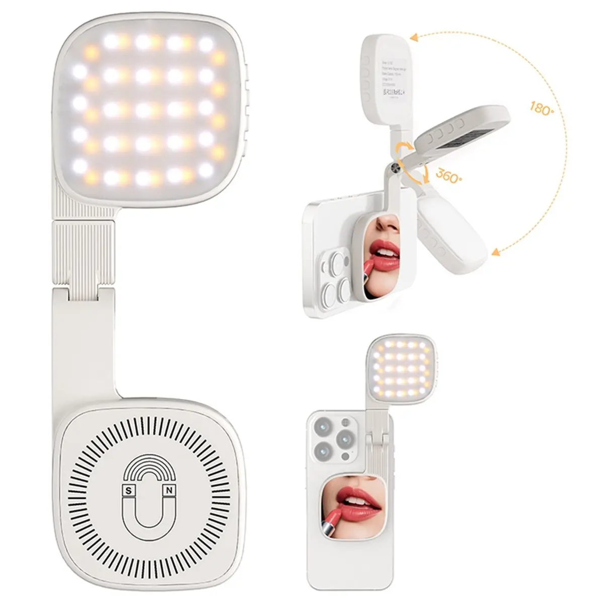 Big Discount Multifunction Magnetic Mobile Phone Selfie Mirror Mini Fill Light 3 Color Temperature Modes Portable Pocket Light