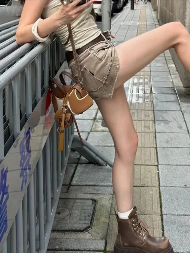 American Vintage High Waist Denim Shorts Women Trendy Sexy Slim Spice Girls Shorts Personalized Streetwear Hop Pants