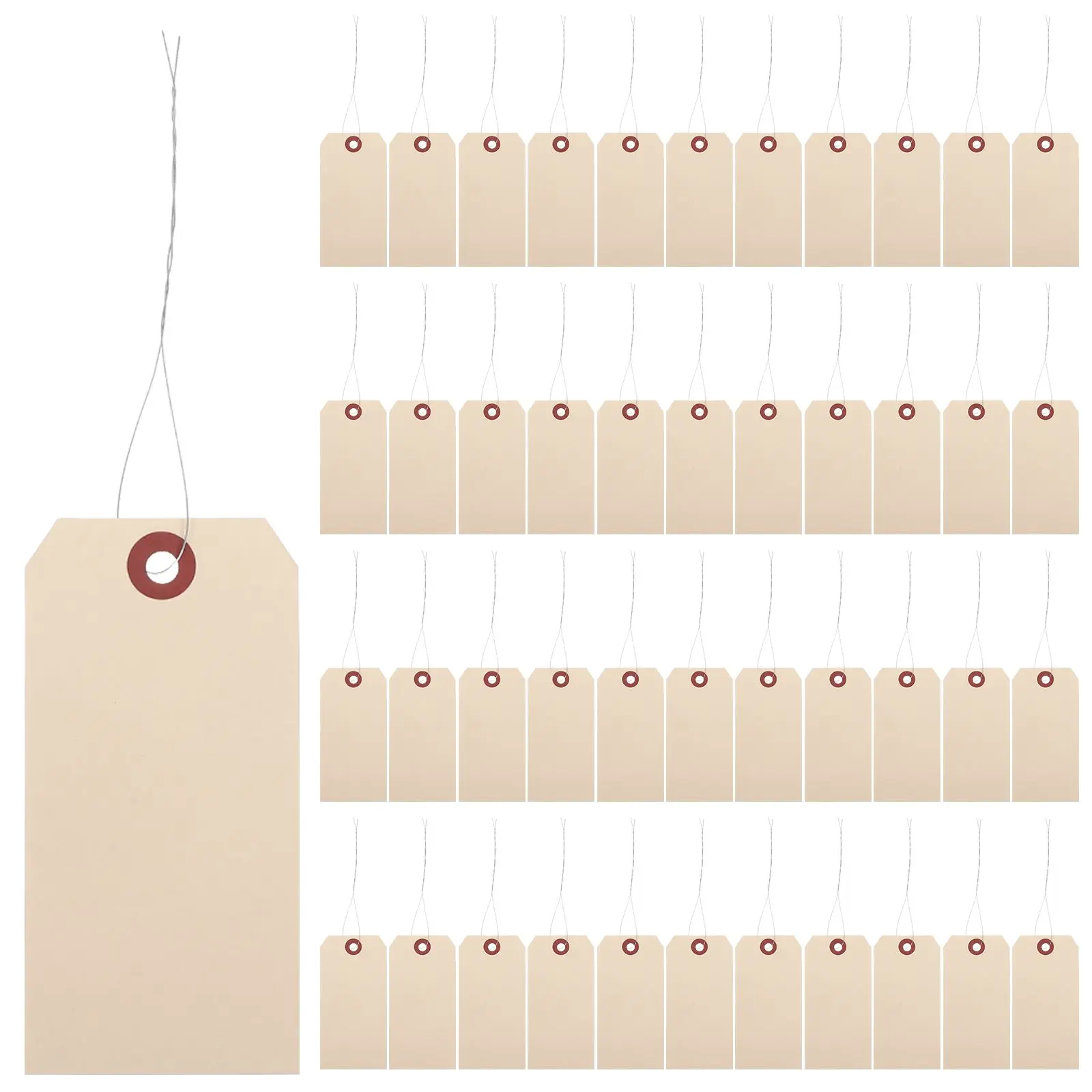 

50pcs Price Tag Manila Wired Tags Sturdy Practical Unique Design Firm Easy Use Proper Size Portable Lightweight Suitable