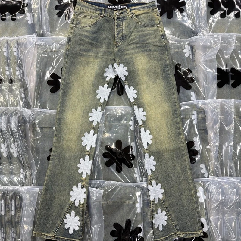 

Hot-selling LOSTSHDWS Jeans Retro Casual Men's Women's Embroidery Straight-leg Pants High Street Trend Lostshdws Denim Pants