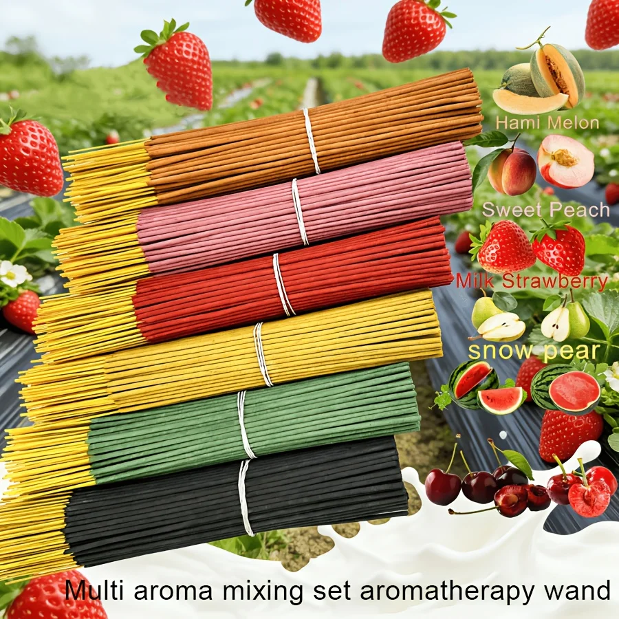 Fruit-Flavored, Richly Fragrant Handmade Bamboo Incense Sticks, 25cm Extra-Long Premium Natural Incense Sticks, Featuring 7 Different Scents Including Cantaloupe, Watermelon, Peach, Apple, Snow Pear, Cherry, Strawberry