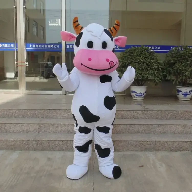 Cosplay Dairy mucca latte mucche personaggio dei cartoni animati mascotte Costume cerimonia pubblicitaria Fancy Dress Party Animal carnival eseguire prop