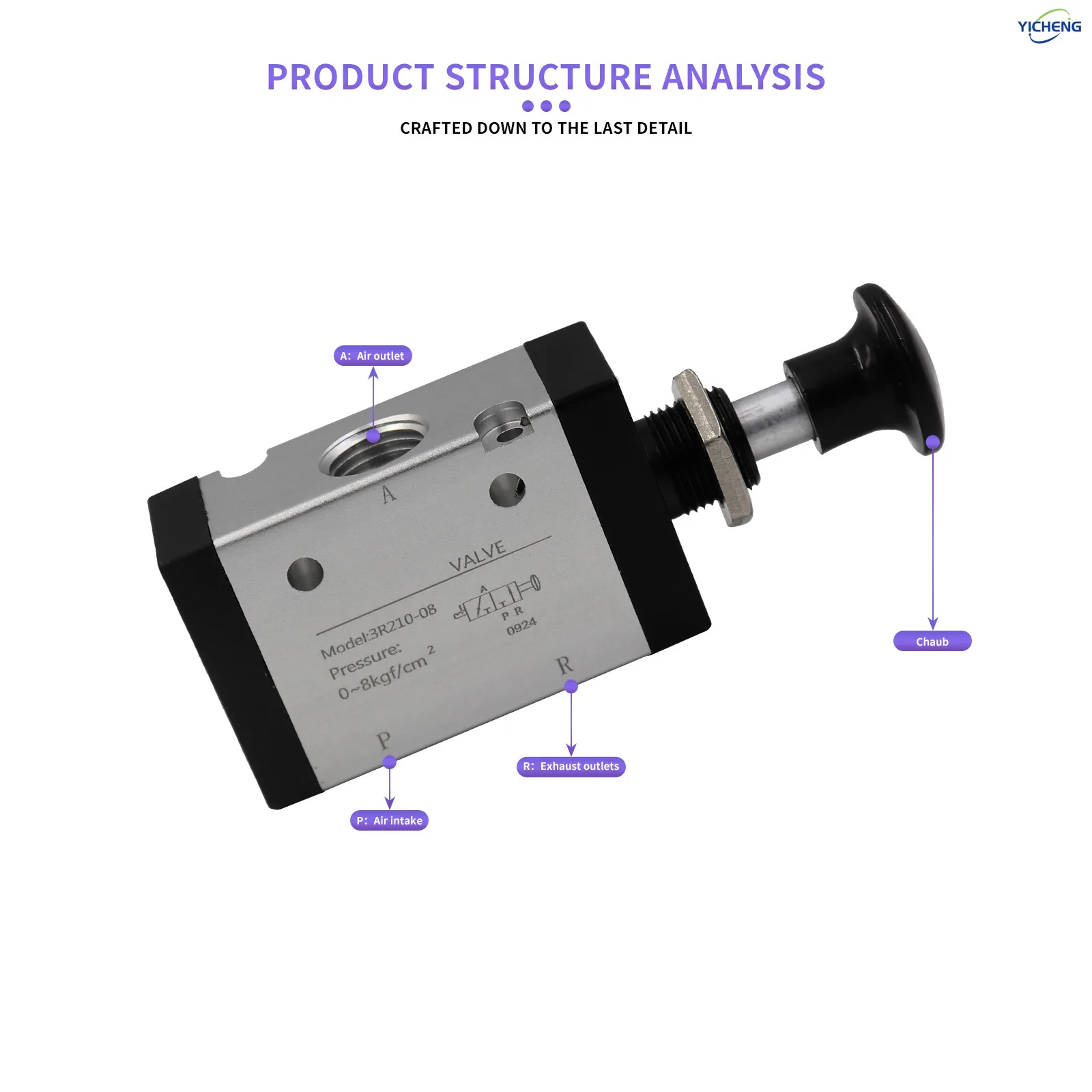 3 Way 2 Position Air Hand Lever Operated Valve 1/4