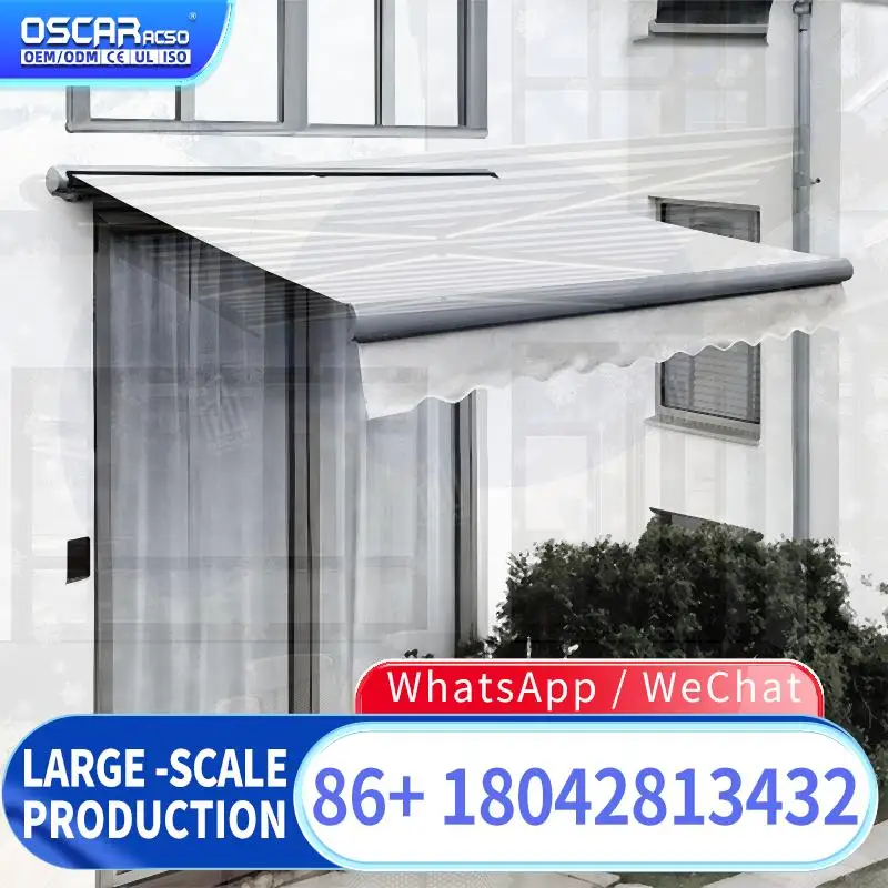 Waterproof Windproof Retractable Folding Awnings Roller Blinds for Patio Window Outdoor Shading Retractable Awning