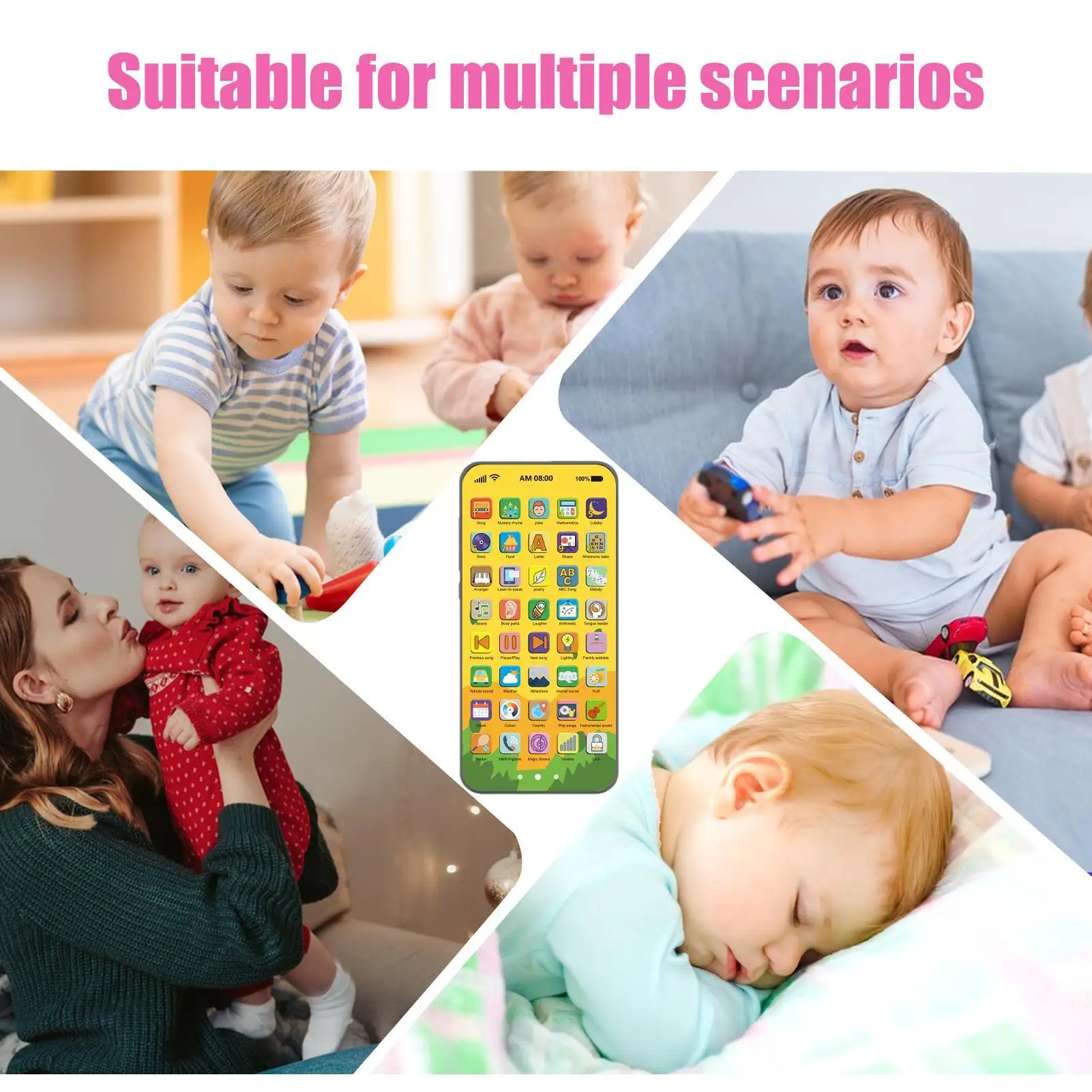 Simulation Mobile Phone Toy Dazzling Light Interactive Toy 10000 Functions Touch Screen Interactive Mobile Toys Rechargeable
