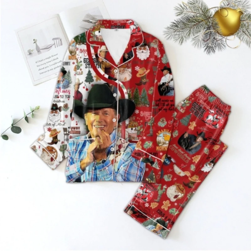 POD New Autumn and Winter Europe and The United States 3D Printed Shirt Long Sleeve Trousers Home Pajamas Large Size Pajamas