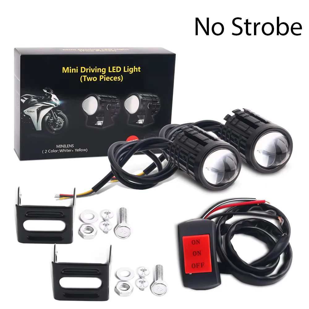 

Universal Motorcycle LED Headlight Projector Lens ATV Scooter Driving Lamp Dual Color Fog Light Auxiliary Spotlight Lamp 12V