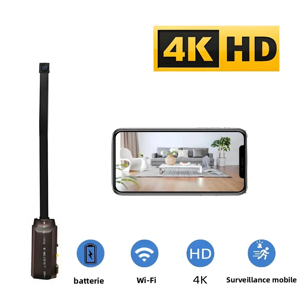 Version améliorée, mini caméra WiFi 4K HD, prend en charge la visualisation à distance, la détection de mouvement, la caméra de bricolage de style nounou domestique