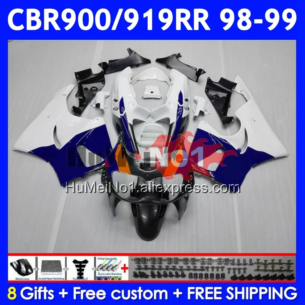 Body For HONDA CBR900RR CBR919RR 56No.8 CBR 919RR CBR900 RR CBR 919 RR CC 900RR 1998 Blue white 1999 CBR919 RR 98 99 Fairing