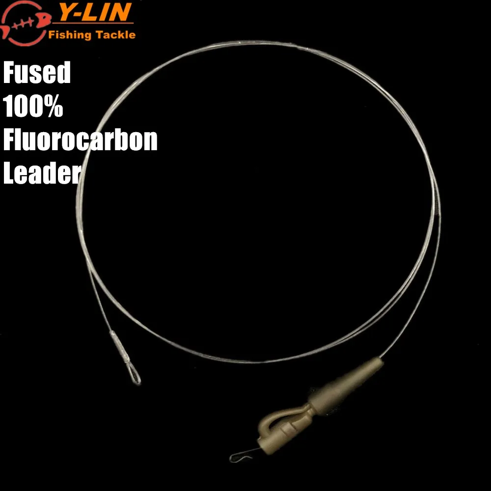 Carp Fishing Accessories 100% Fluorocarbon Fused Ready Tidy Leaders With Pined Lead Clips Hook Link With QC Swivel