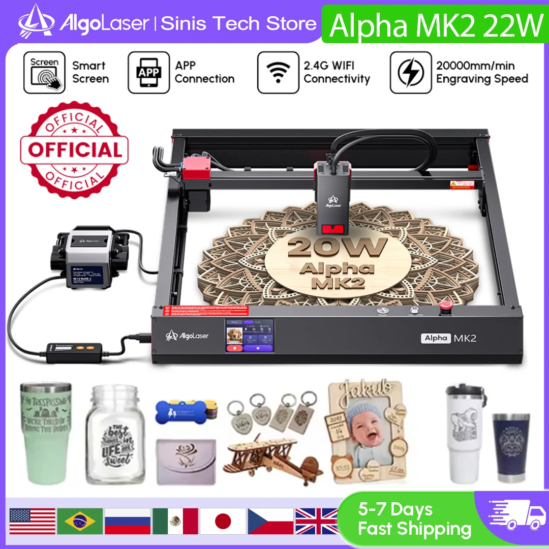 CNC Laser Engraving Machine 400x400mm Laser Output Power 20W Glass Metal Laser Engraver Wood Acrylics MDF Leather Cutting Tool