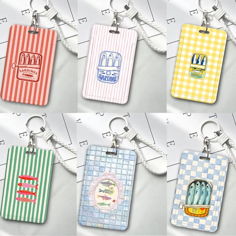 

1Pc Card Holder Retractable Credit Card Holders Holders Child Bus with lanyard Badge Bank ID Cover Case Cartoon Creative Fish