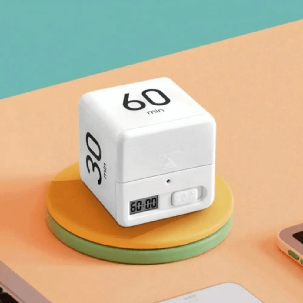 LED Display Cube Timer Time Management 15/20/30/60 min Kitchen Timer Gravity Sensitive Adjustable Countdown Timer Study Session