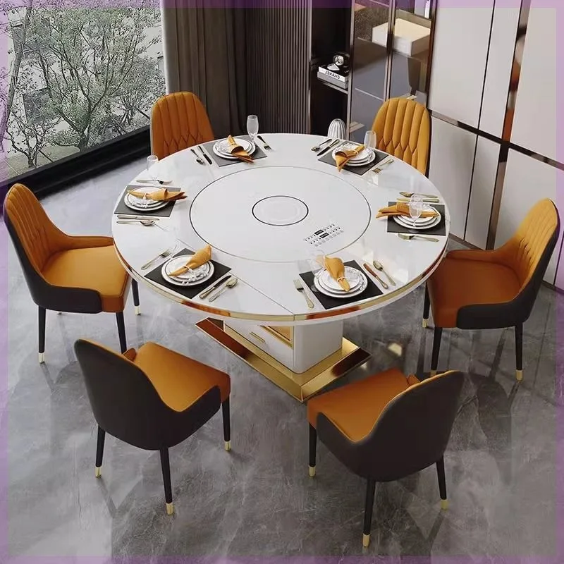 Slate Dining Table Household Multi-functional With Turntable Modern Simple Small Apartment Retractable Folding With Induction Co