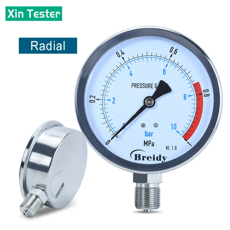 Xin Tester Dia 100mm Anti-vibration Pressure Gauge 0-60MPa Air Oil Hydraulic Glycerin Free Manometer Thread G1/2 G1/4