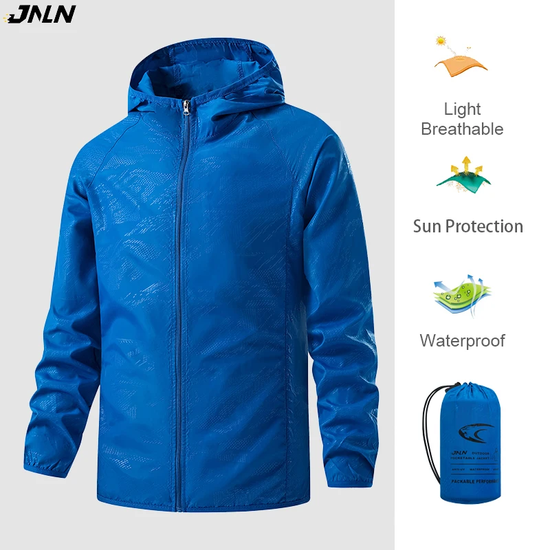 

JNLN Unisex Hiking Jacket Men Women Waterproof Quick Dry Camping Windbreaker Outdoor Trekking Fishing Rain Coat Anti UV Clothes