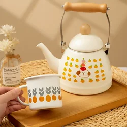 Japanese Enameled Retro Water Teapot French Style Open Fire Ceramic Tea Pot for Induction Cooker Small Oven Kettle