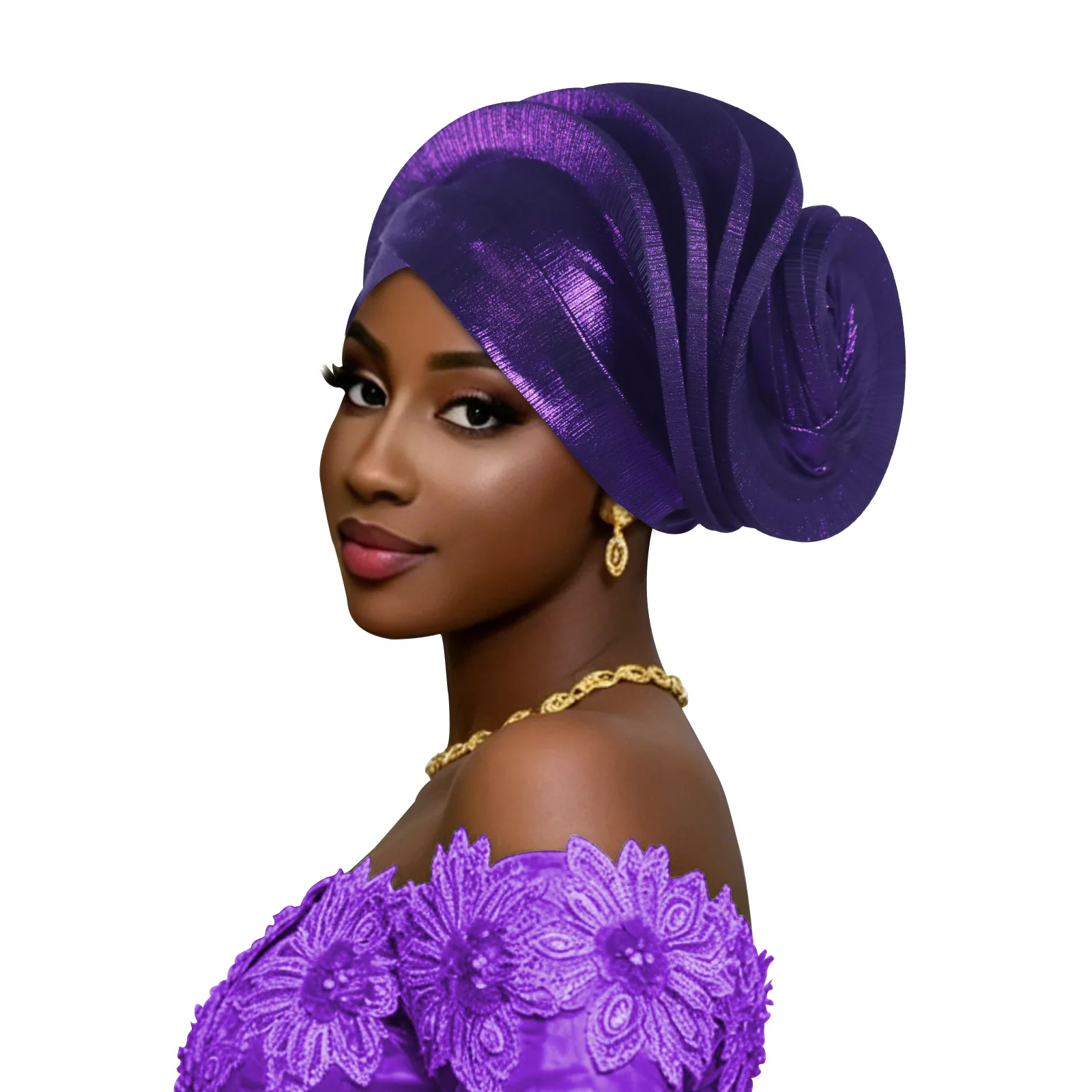 Gorro turbante elástico con volantes estilo africano para mujer, pañuelo para la cabeza, gorro de boda nigeriano, Auto Gele, accesorio para fiesta, tocado, sombrero