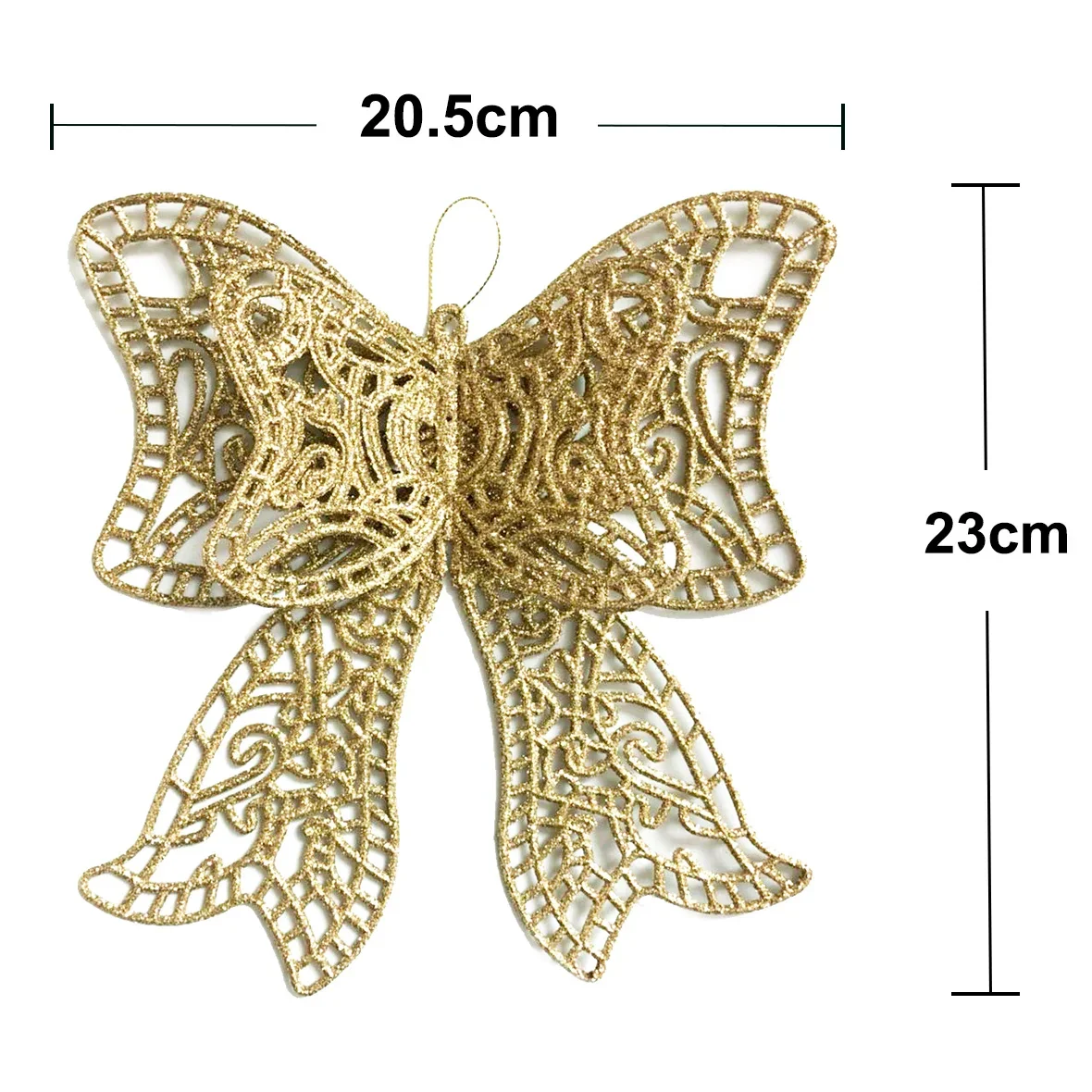 Foreign trade gold powder pendant plastic large three-dimensional soft bow christmas tree decorations 20cm scene layout