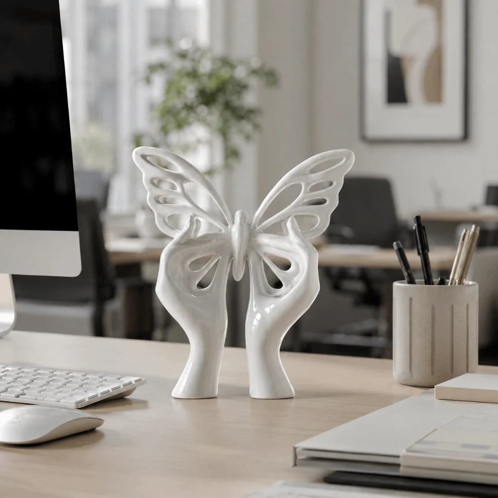 Modern 3D Printed Butterfly Sculpture Hollow Minimalist Twist Butterfly Statue Home Decor Desktop Art Ornament Table