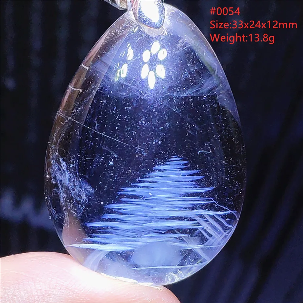 

Natural Blue Needle Rutilated Quartz Pendant Water Drop Crystal Pyramid Feather Angel Rutilated Necklace Women Men AAAAAAA