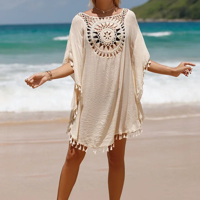 

2024 New Luxury CROCHET BIKINI-Women's Sexy Swimsuit Cover Up Dress Summer Bathing Suit Beachwear Shirt Cover-ups for Women