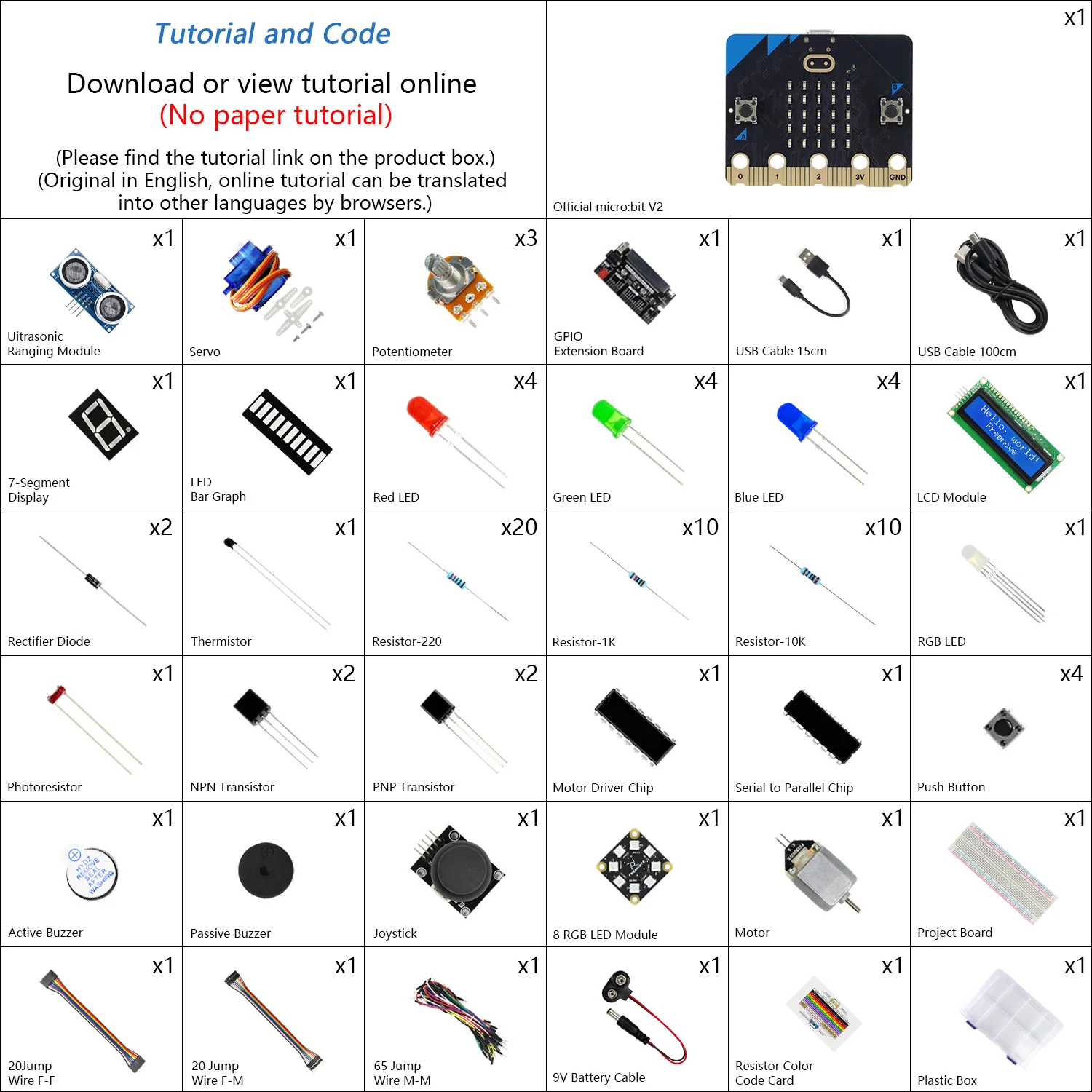 Freenove Super Starter Kit for micro:bit V2, Blocks and Python Code, 266-Page Detailed Tutorial, 38 Projects, 192 Items