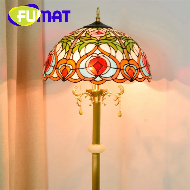 FUMAT Tiffany Nordic style stained glass Standing lamp Creative Peach decor Hotel restaurant Living room bedroom floor lamp