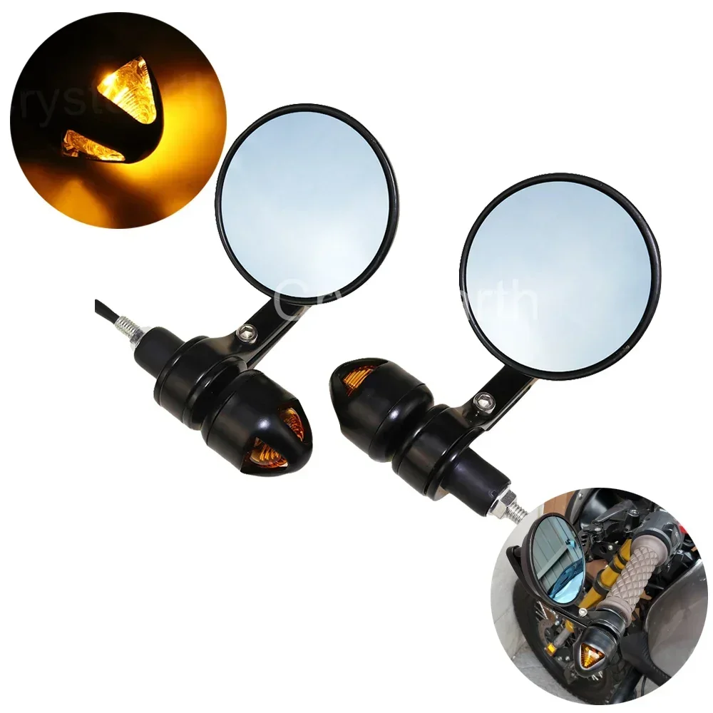 

Universal Rearview Side Mirrors Motorcycle Scooter 7/8" 22mm Handlebars Bar End Mirrors For Harley Honda Yamaha Cafe Racer