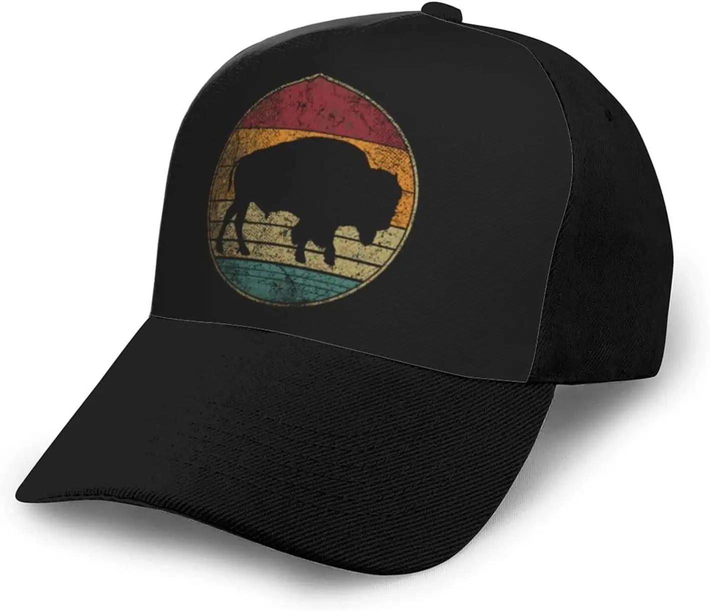 Vintage Distressed Buffalo Retro Bison Animal Lover Gifts Black Baseball Dad Hat Men Running Golf Cap Hat Trucker Hats