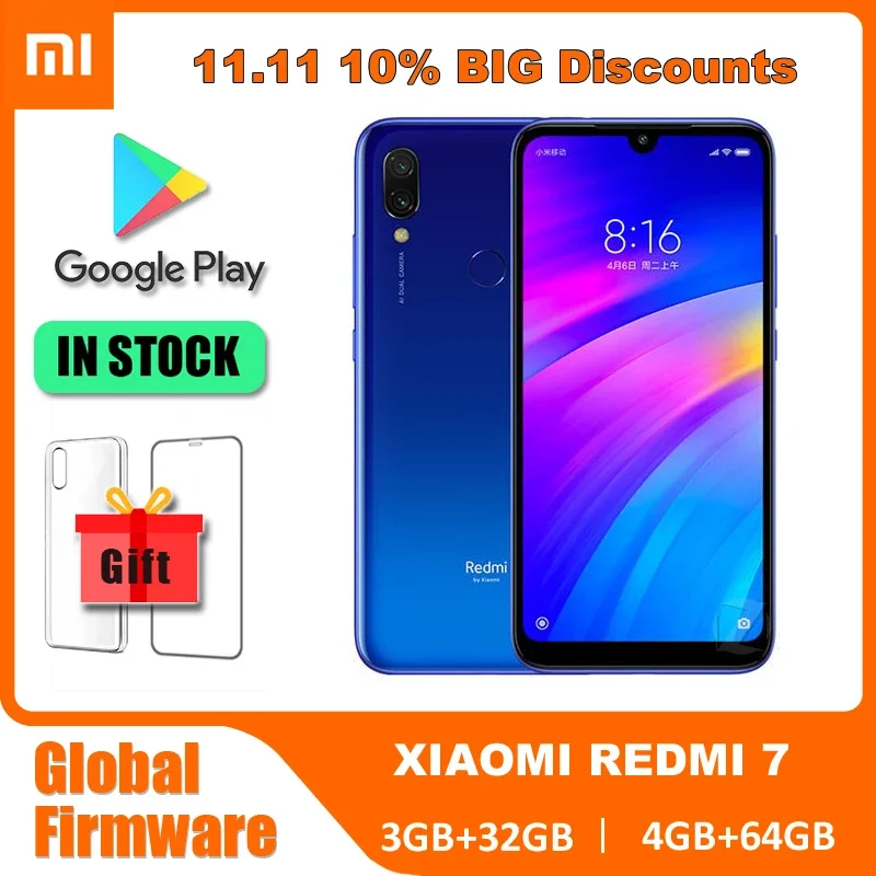 Original Xiaomi Redmi 7 4GB 64GB 6.81'' Mobile Phones Global ROM