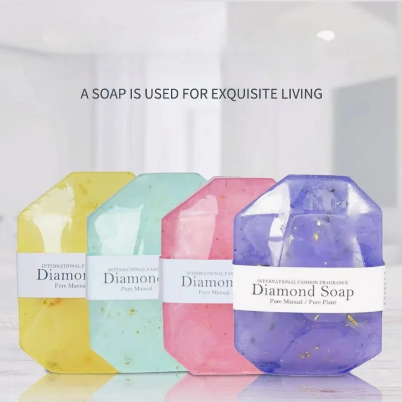 Diamond Handmade with Hand Gift Gem Facial Cleansing Moisturizing Essential Oil Gold Foil Soap