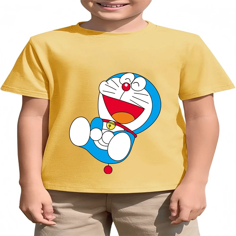 

Cartoon Print Hot Sale 2026 Doraemon Cotton T Shirt 2-14Y Summer Kids Fashion