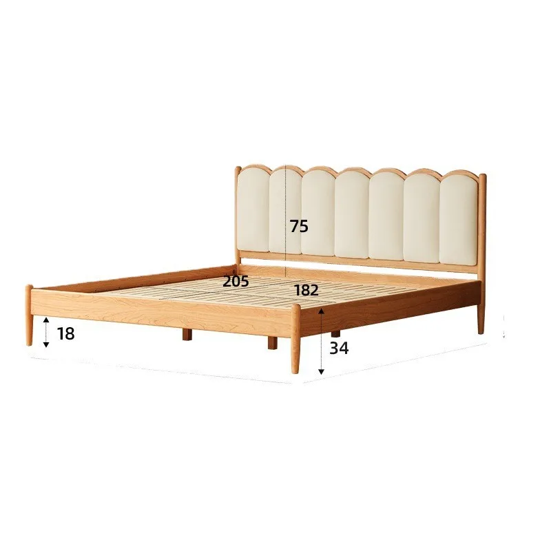 

Nordic cherry wood solid wood bed Japanese cream style