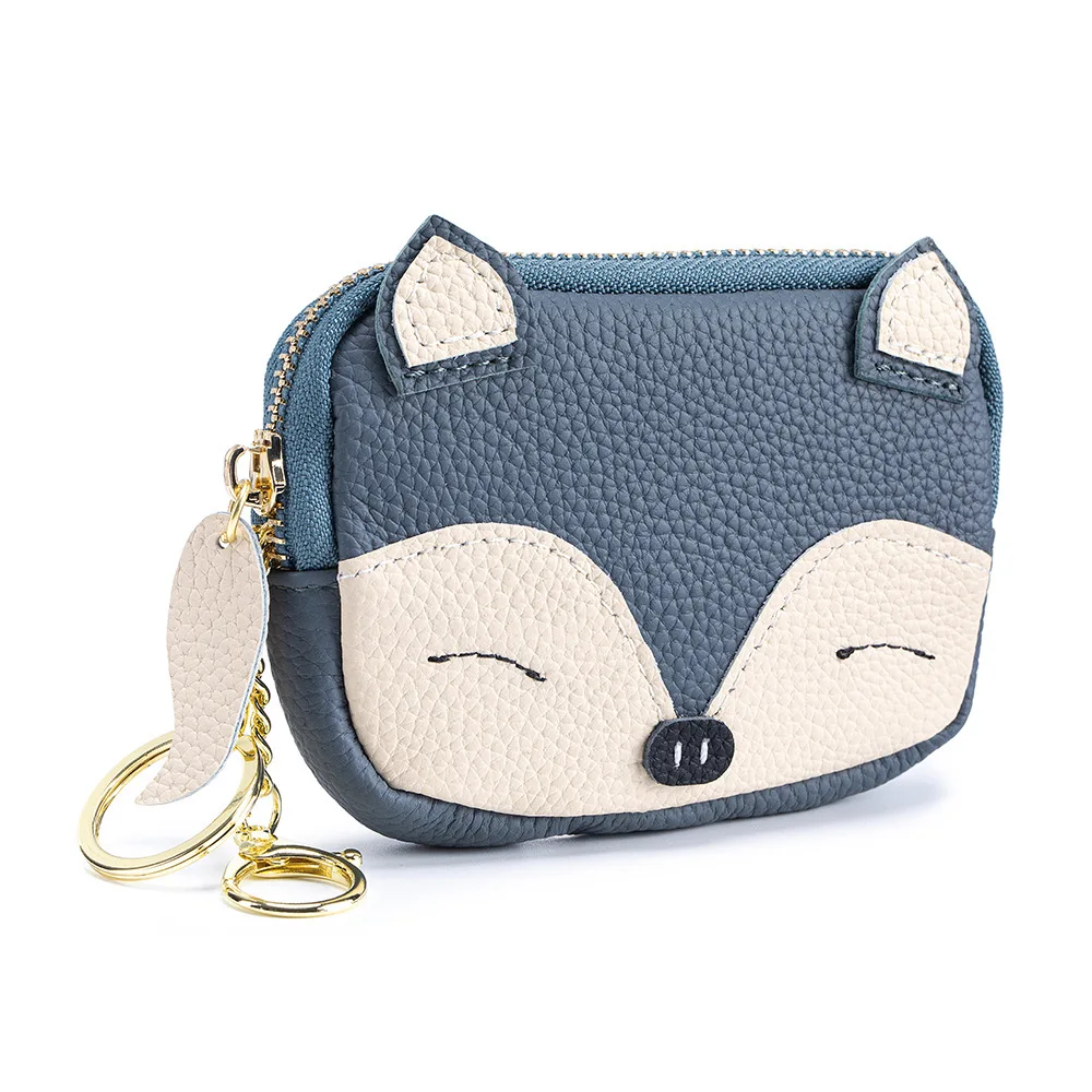 Fashion Woman WalletbGenuine Leather Lipstick Coin Storage Small Bag Lady Coin Purse Layer Cowhide Cartoon Cute Coin Purse