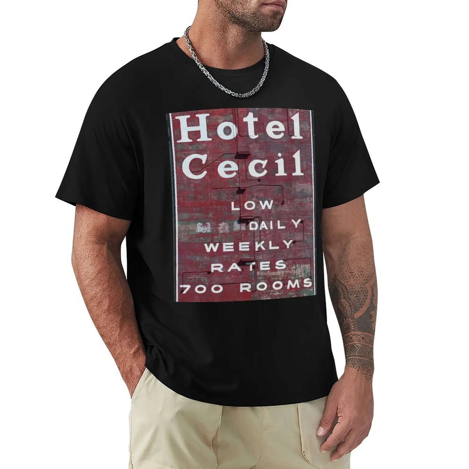 Hotel Cecil sign T-Shirt Vintage Style Printed Top