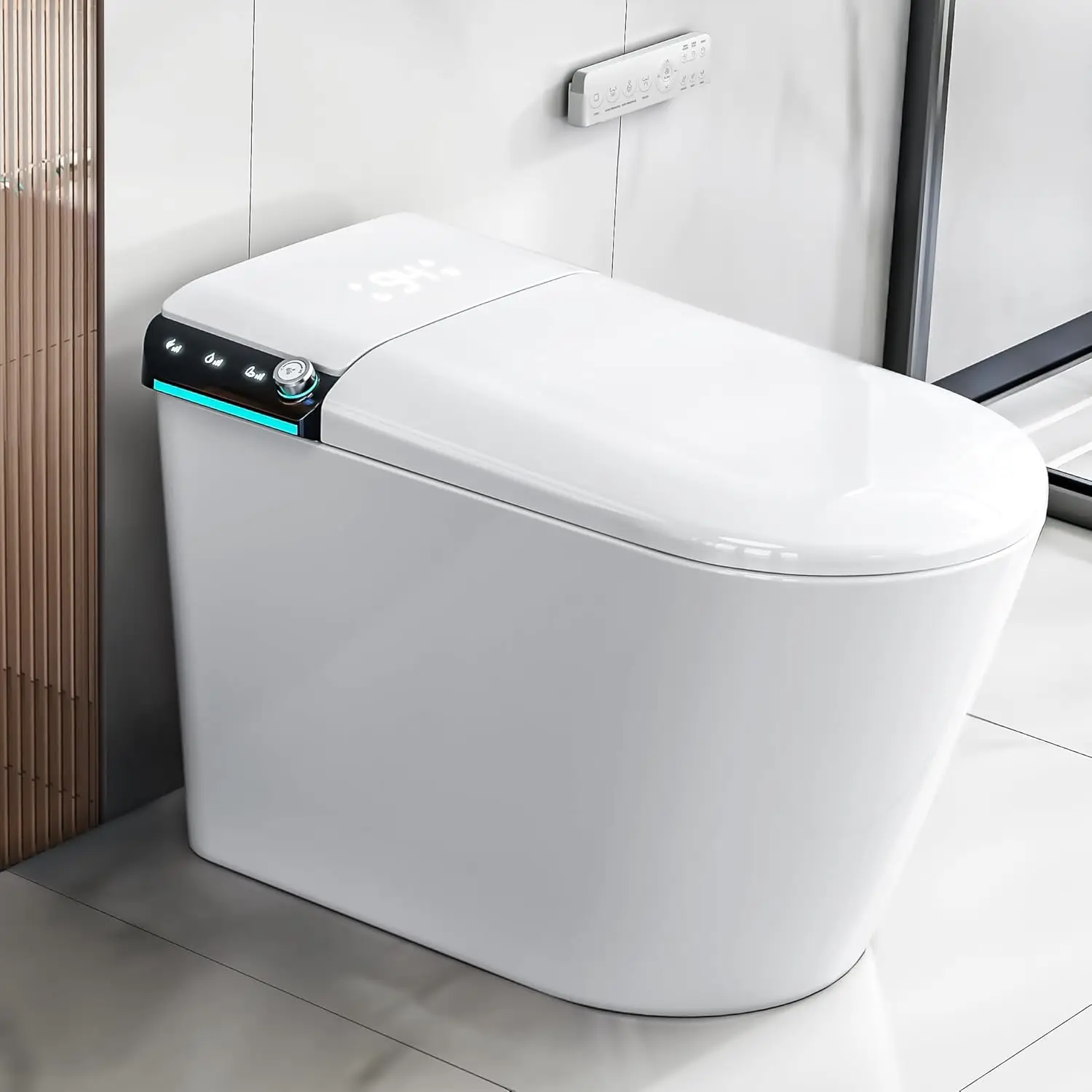 U1 Smart Toilet,Elongated Toilet with Warm Water,Foot Sensor Operation,Heated Electric Tankless Toilets with AutoOpen Colse Lid