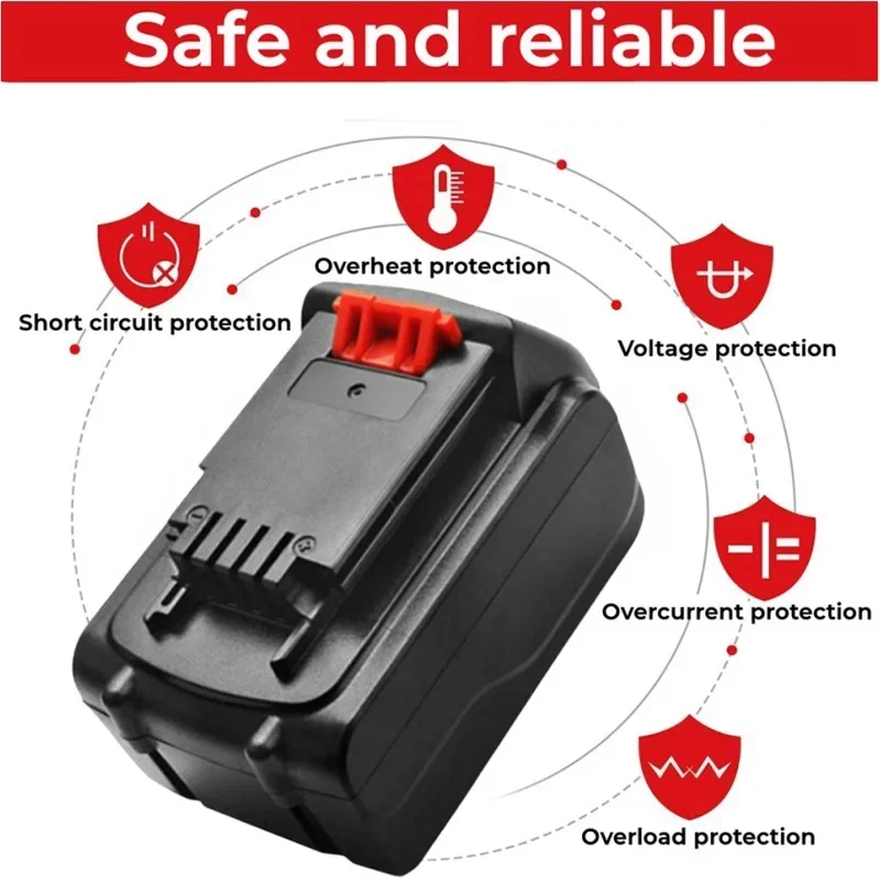 For BLACK&DECKER 20V 8000mAh Li-ion Battery Compatible LB20 LBX20 LBXR20 Electric Tools