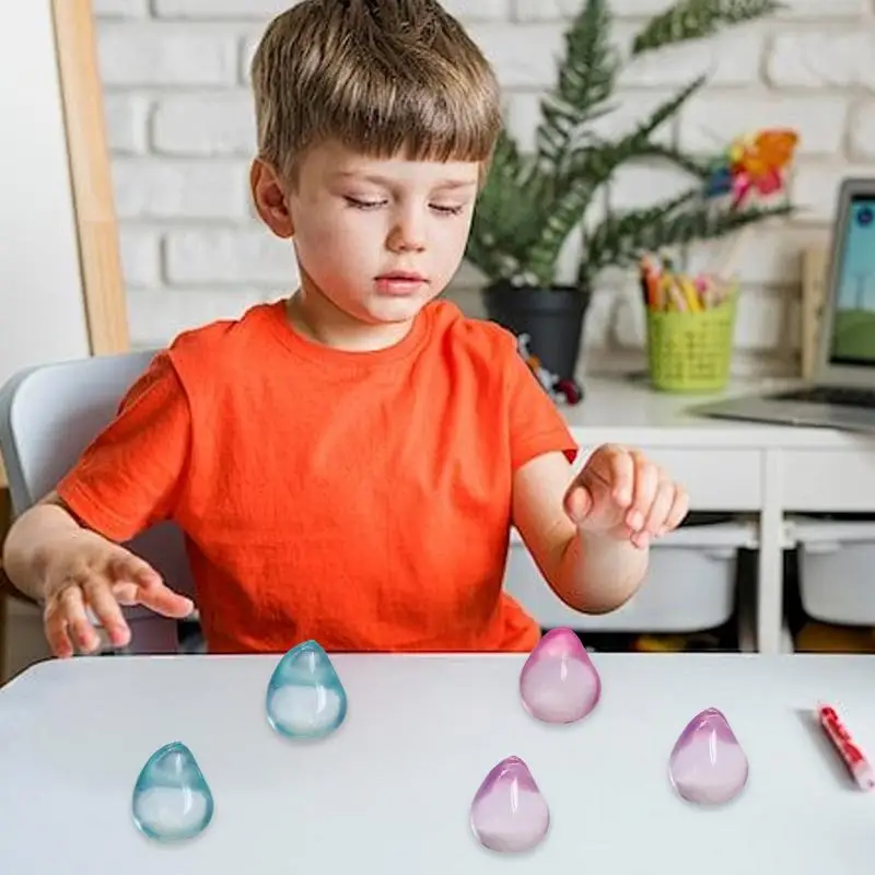 Fidget Squeeze Toy Gumdrop Stress Ball 5 Pieces Squeeze Fidget Toys Stress Squeeze Toy Ice Cube Fidget For Friends Children