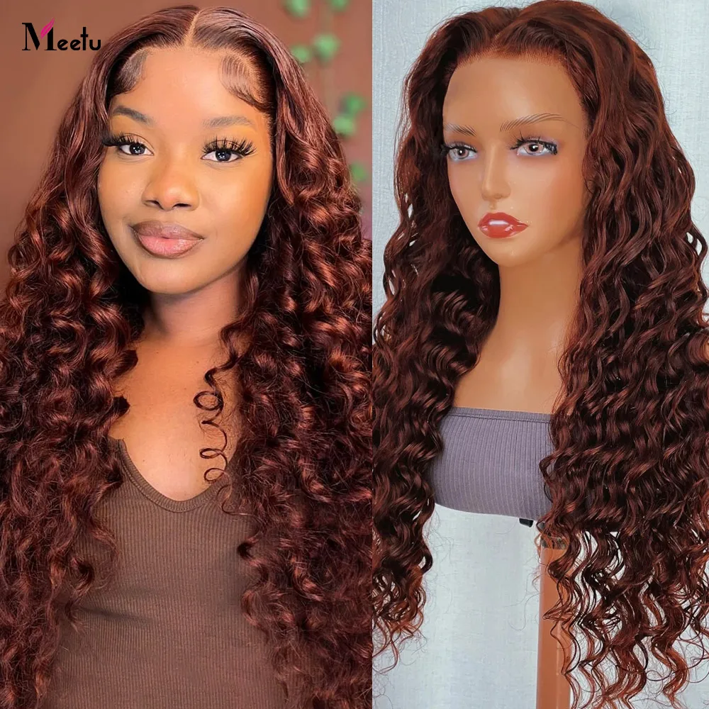 

30 Inch Reddish Brown Lace Front Wig Colored Lace Front Human Hair Wigs 13x4 Transparent Lace Wigs 250 Density Human Hair Wig