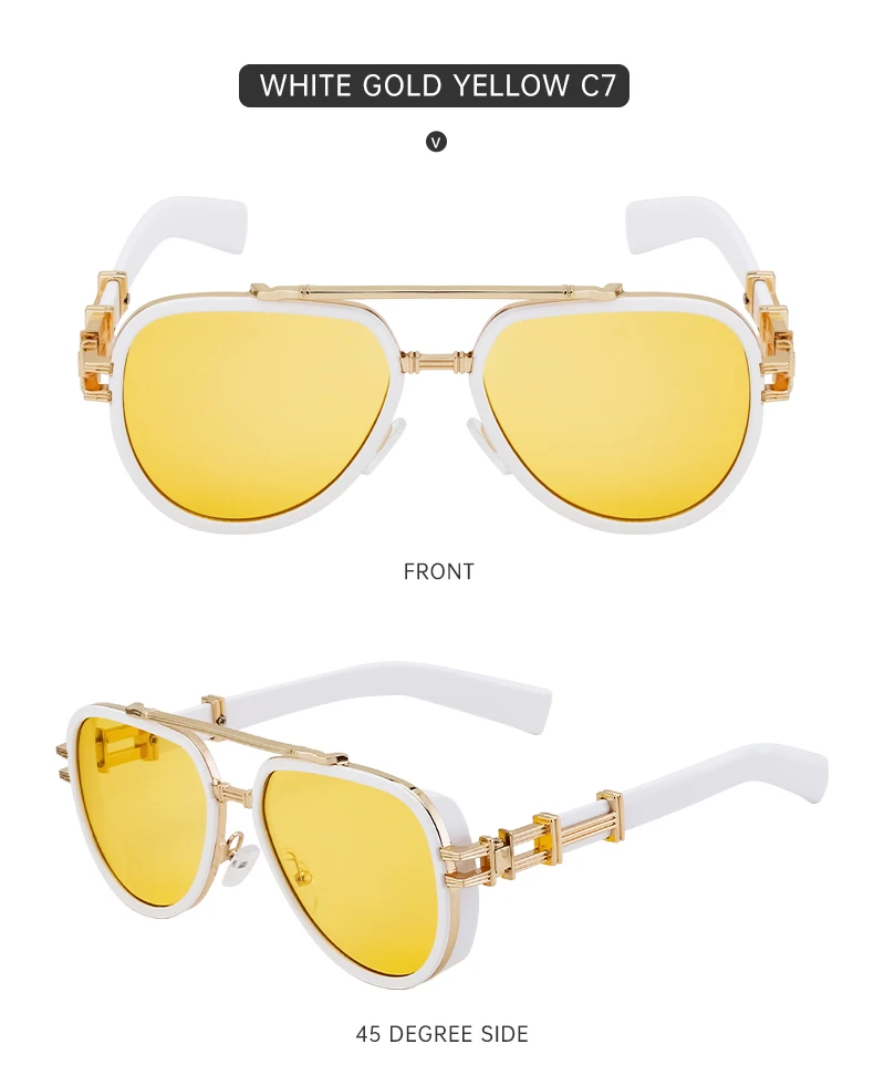 Vintage Punk Ovale Sonnenbrille für Damen und Herren 2026 Luxusmarken-Design Trendige Steampunk Doppelbalken-Sonnenbrille für Männer Retro-Brillen – Detail 17