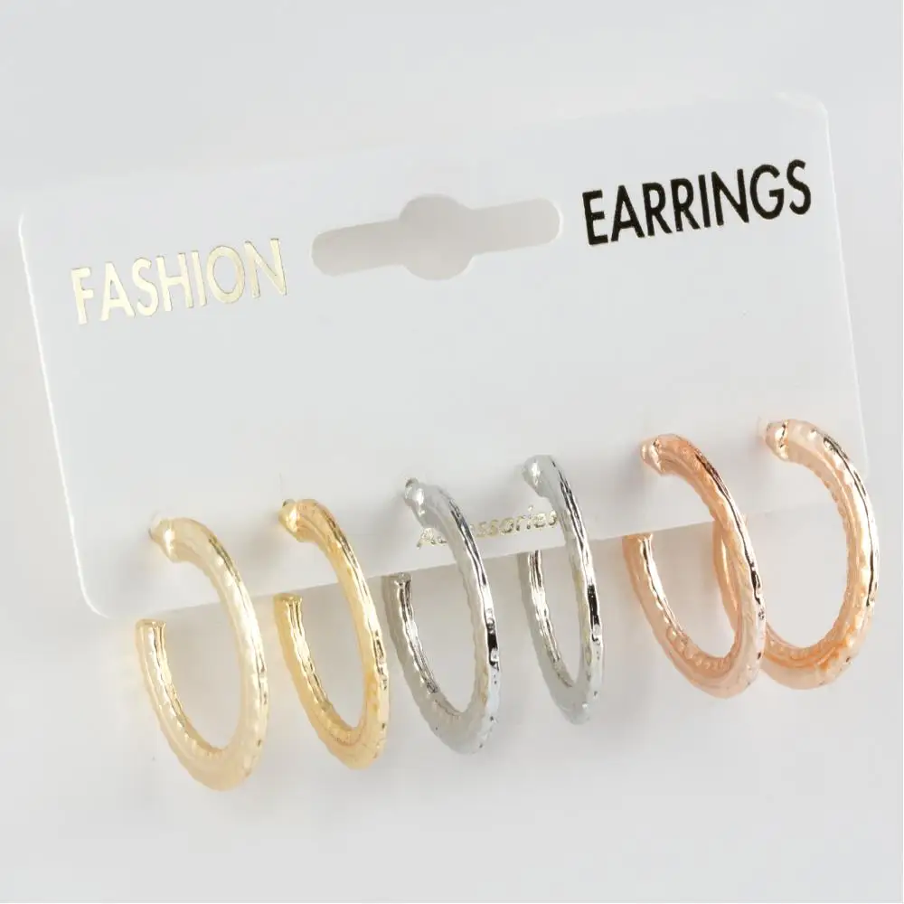 6'lı Luxury Metal Ring Earrings