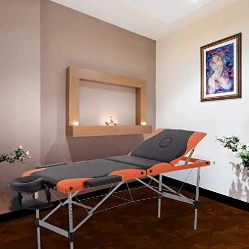 Aluminium Massage Bed Portable Massage Table 28 inch Wide Lash Bed Height Adjustable 3 Folding Spa Table with Non-Woven