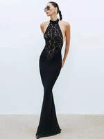 Lace Patchwork Dresses For Women Fashion Sexy Streetwear Solid Sleeveless Tank Sheath Hip Wrap Long Vestidos Robe Female Elegant - Image 3