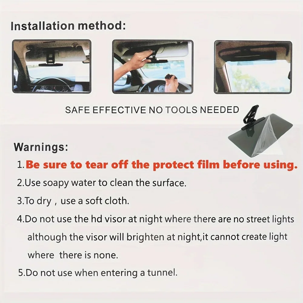 Faltbares Auto-Sonnenschutzvisier, blendfreier Sonnenschutz, UV-Blocker, polarisierter Sonnenschutz, HD-Sicht, Sicherheit beim Nachtfahren, Sonnenschutz – Detail 5