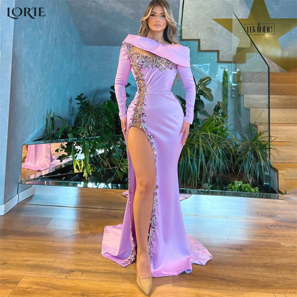 LORIE Luxury Dubai Mermaid Evening Dresses Irregular Neckline Side Slit Beadings Prom Dress Arabia Sexy Celebrity Party Gowns